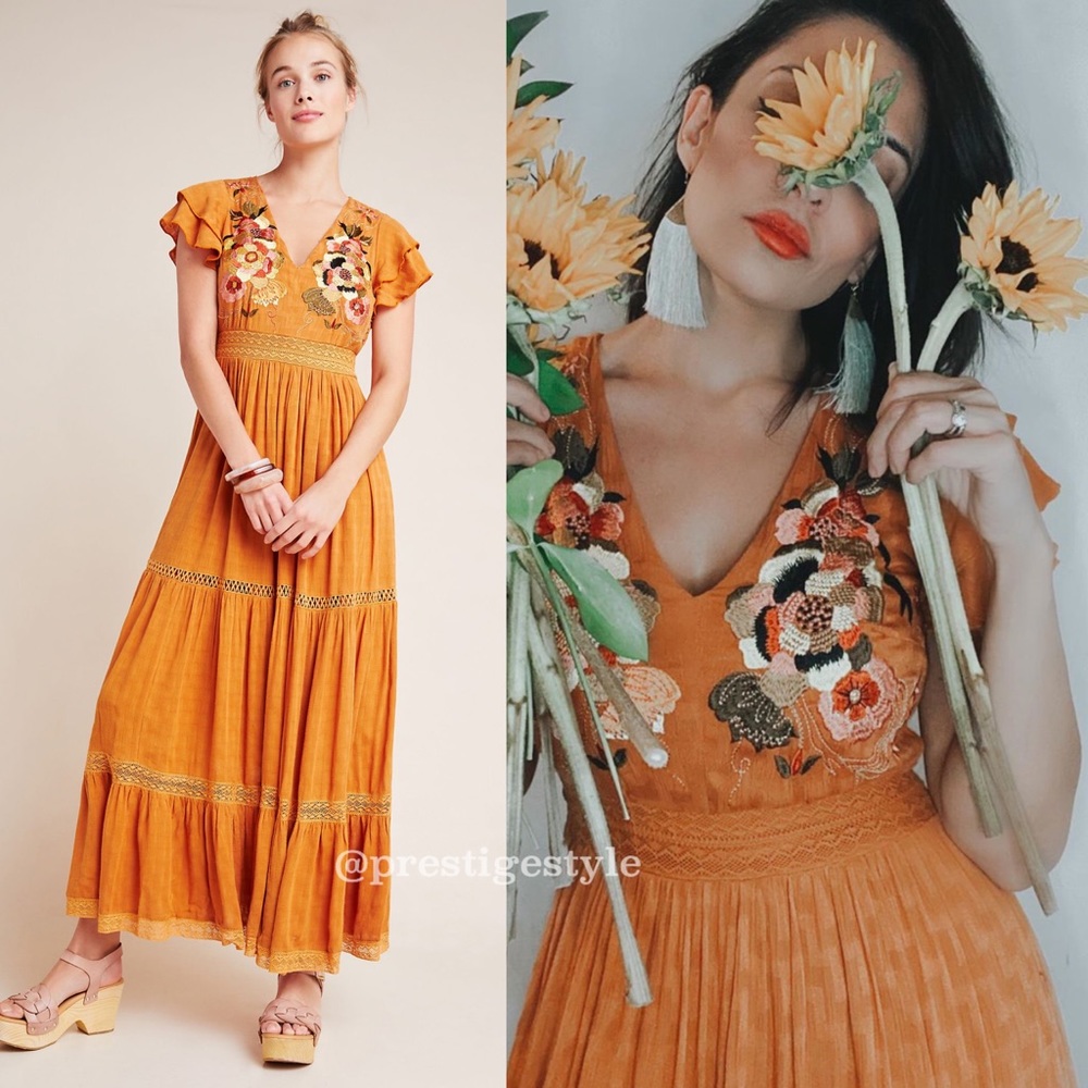 Anthropologie Sunshine Embroidered Maxi Dress - Picture 9 of 15